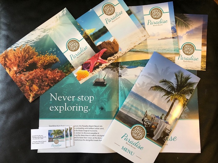 paradise beach resort print samples